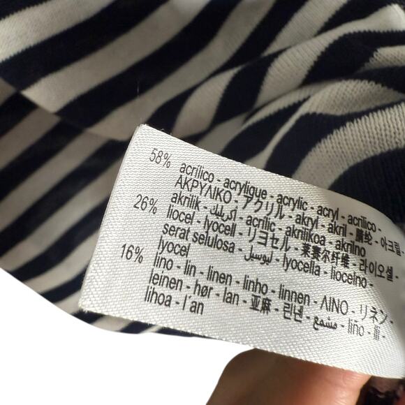 Zara French Striped Scoop Neck Short Sleeve Oversized Linen Blend Tee Size Small - Picture 6 of 7